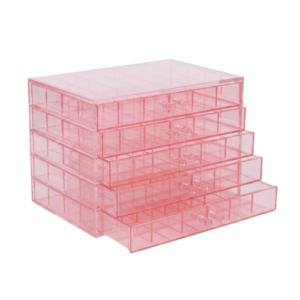 Caja Acrílica p/Strass Rosa Transparente de 120 Enrejados Paris Night