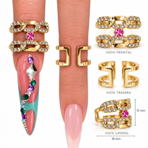 Anillo para Foto Dorado con Piedra Rosa