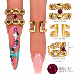 Anillo para Foto Dorado con Piedra Violeta