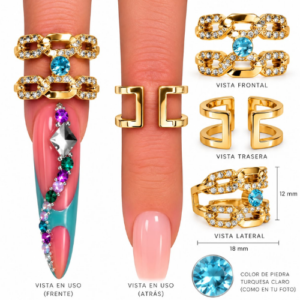Anillo para Foto Dorado con Piedra Turquesa