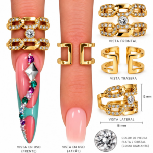 Anillo para Foto Dorado con Piedra de Plata