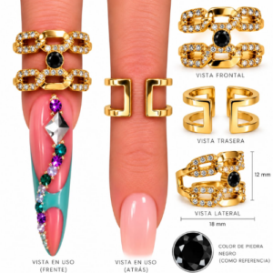 Anillo para Foto Dorado con Piedra Negra