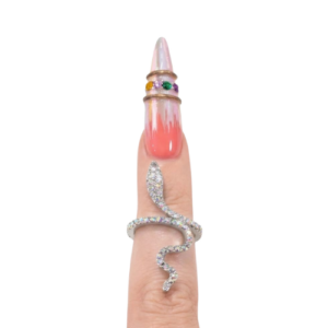 Anillo para Foto Serpiente Plateada con Strass