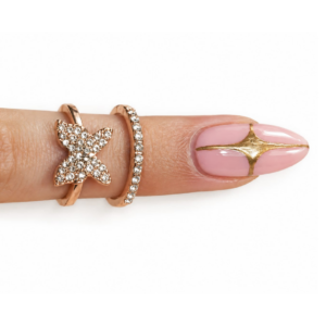 Anillo para Foto Mariposa Rosa Gold