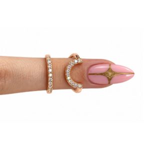 Anillo para Foto Medio Circulo c/ Strass Rosa Gold
