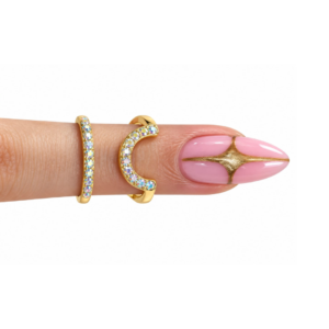 Anillo para Foto Medio Circulo c/ Strass Dorado